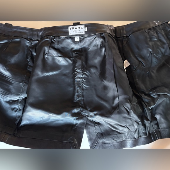 FRAME Black Lamb Leather Skirt with Zipper Detail - Picture 12 of 16